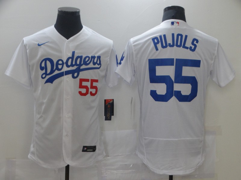 Men Los Angeles Dodgers #55 Pujols White Elite 2021 Nike MLB Jersey